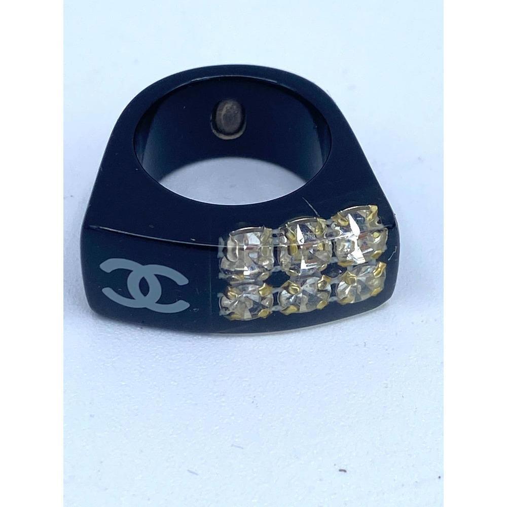 Chanel CC Black Ring Size 6